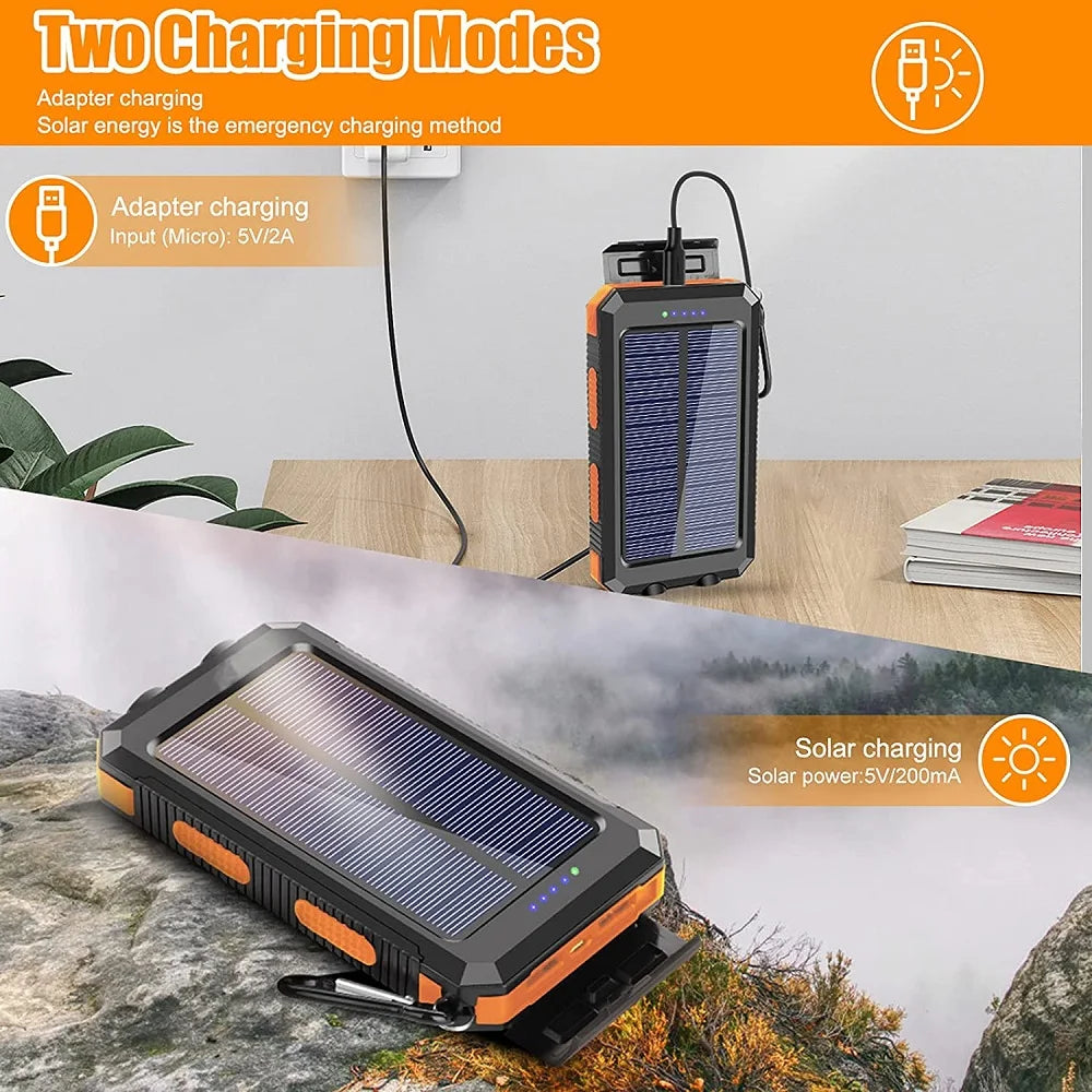 Solar Power Bank 80000mAh – Portable External Battery with LED Light