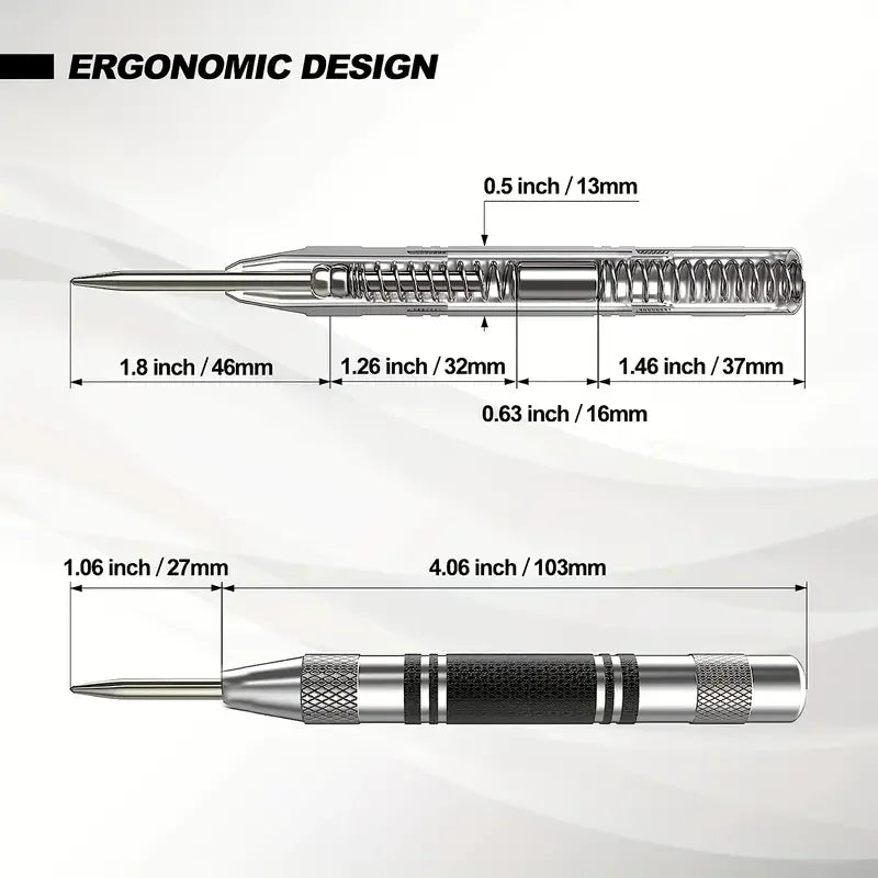 Automatic Spring-Loaded Center Punch for Wood and Metal