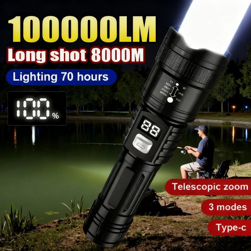 Super Bright Waterproof Tactical Flashlight – Rechargeable LED Torch
