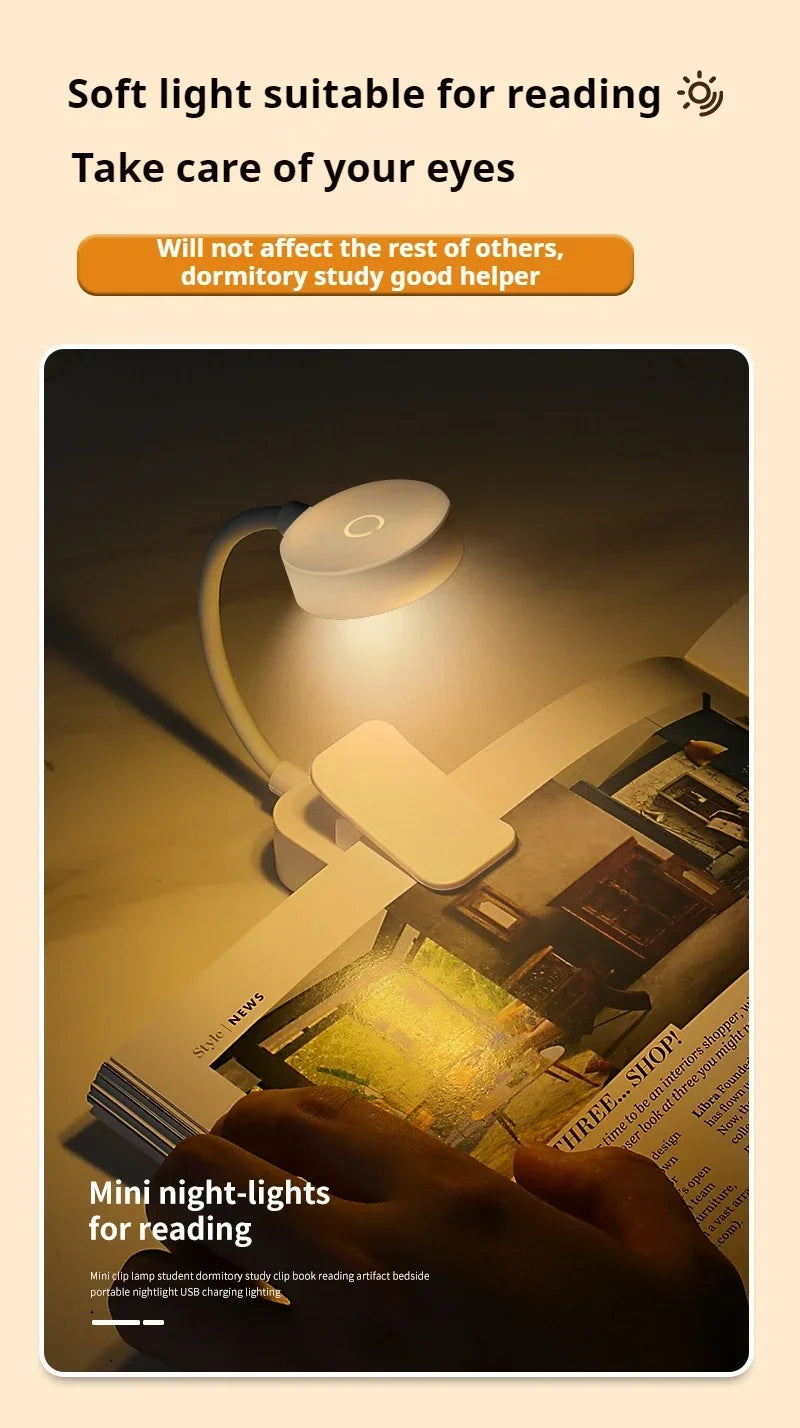 Clip-On LED Desk Lamp – Gooseneck, Memory Function, 3 Modes, Eye Protection