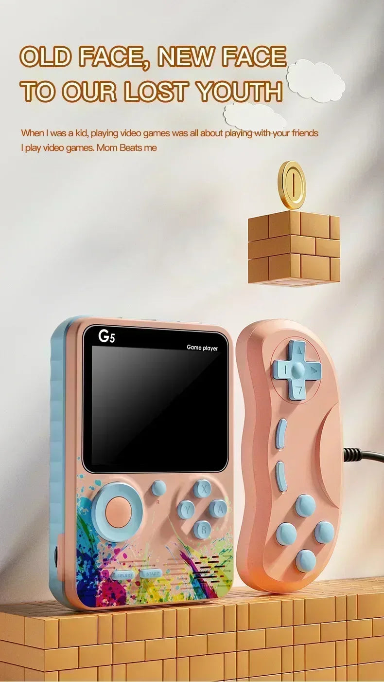 Retro G5 Handheld Game Console – 500 Classic Games, 3" Screen, Macaron Colors