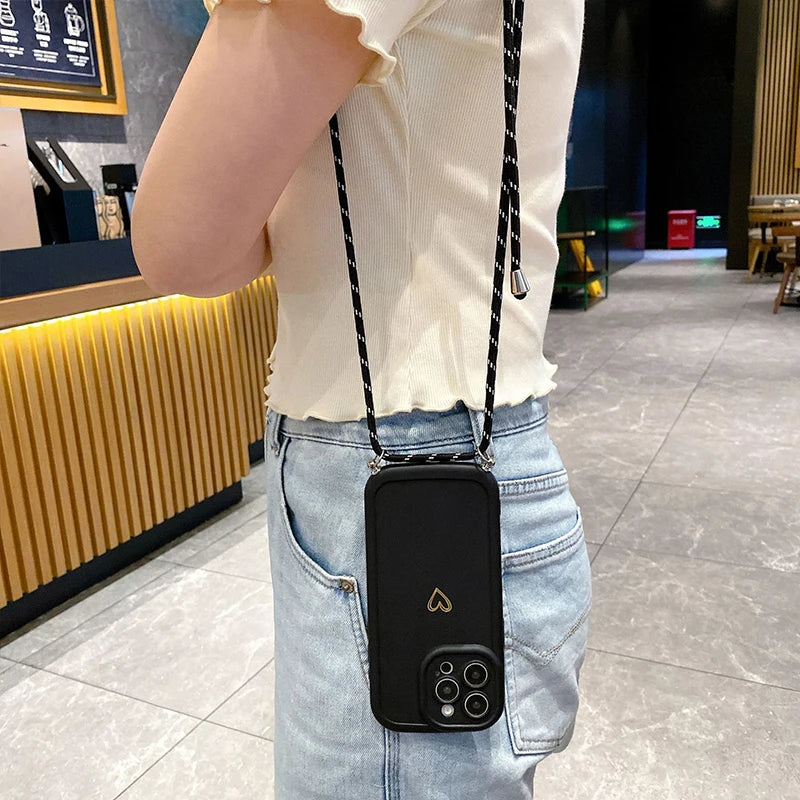 Crossbody Lanyard Silicone iPhone Case – Fits iPhone 11 to 17