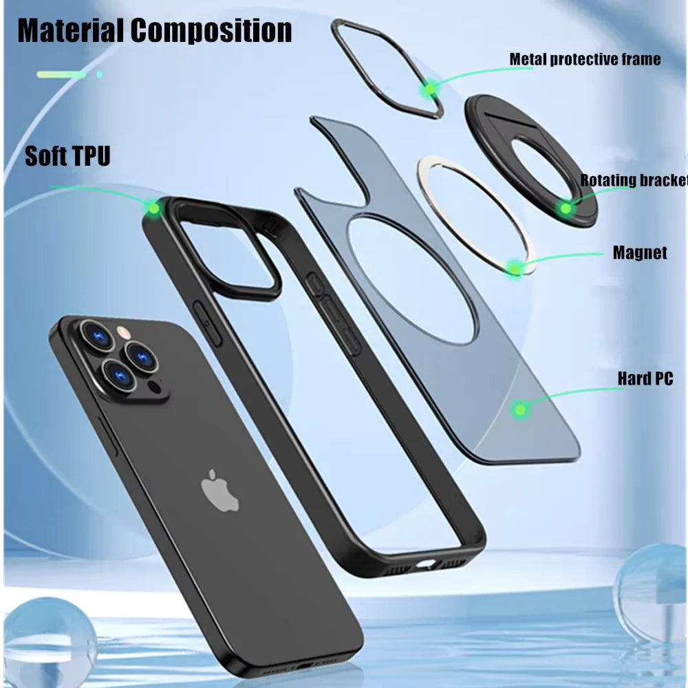 Magnetic Ring Kickstand iPhone Case – Fits iPhone 11 to 15
