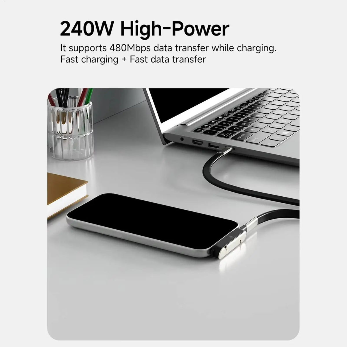 Foldable Phone Support Bracket with USB-C Cable