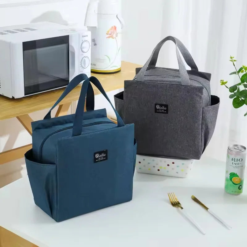Double-Pocket Insulated Lunch Bag with Shoulder Carry