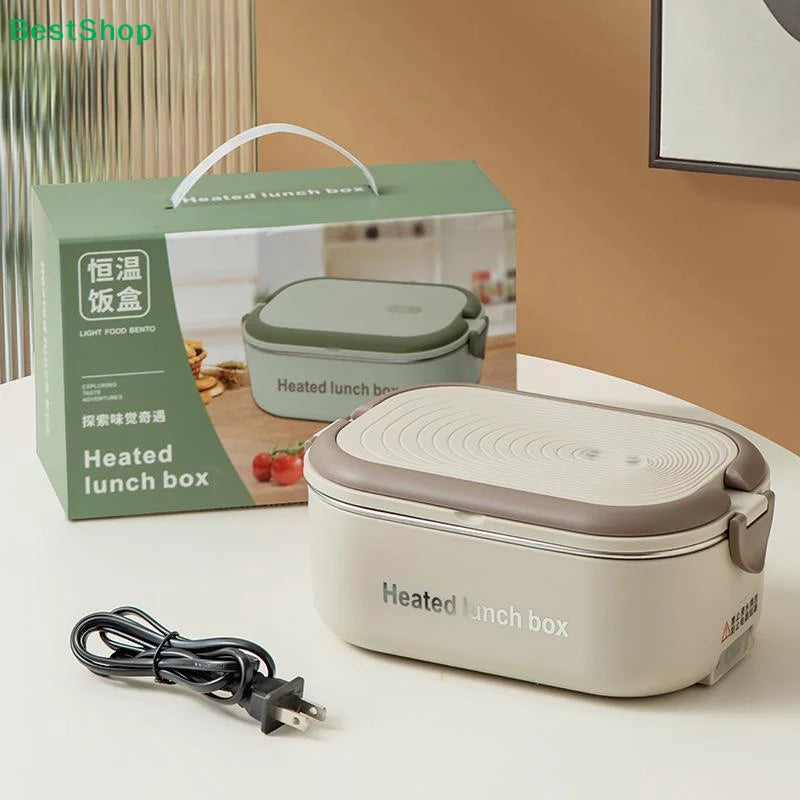 Lunch Box With Electric Heater 2-Basket Stainless Steel 304 No Rust Portable Water-free Electric Lunch Box