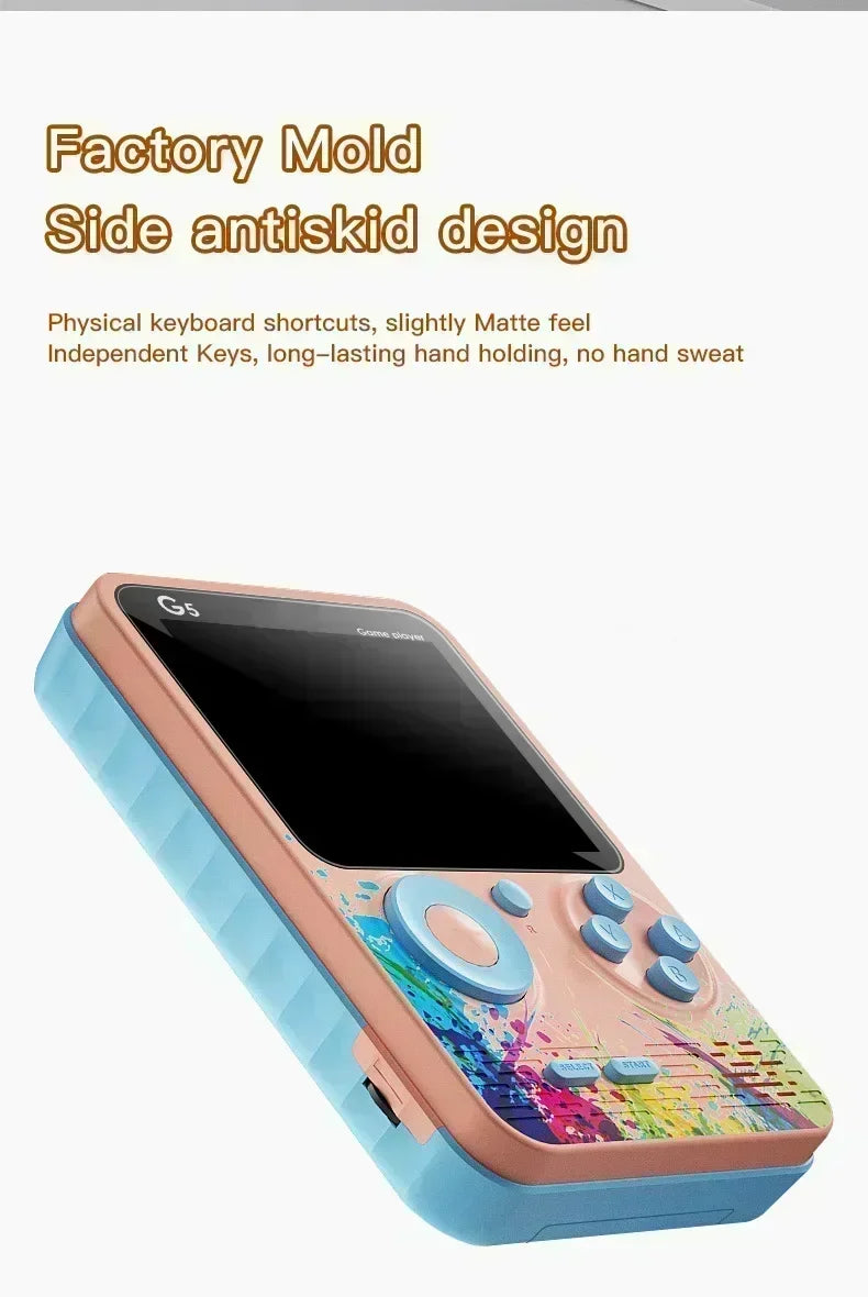 Retro G5 Handheld Game Console – 500 Classic Games, 3" Screen, Macaron Colors