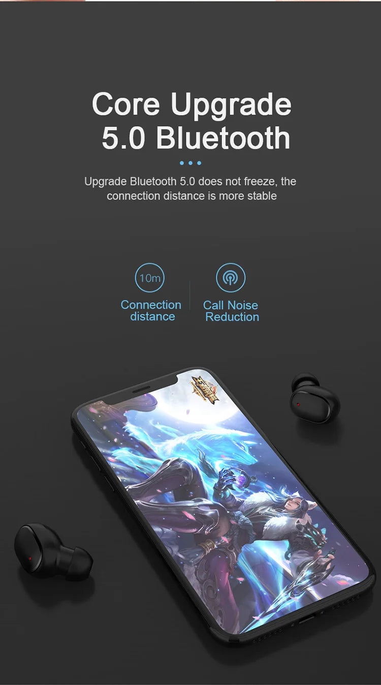 TWS Wireless Earbuds with Charging Case – Bluetooth, Bass Sound
