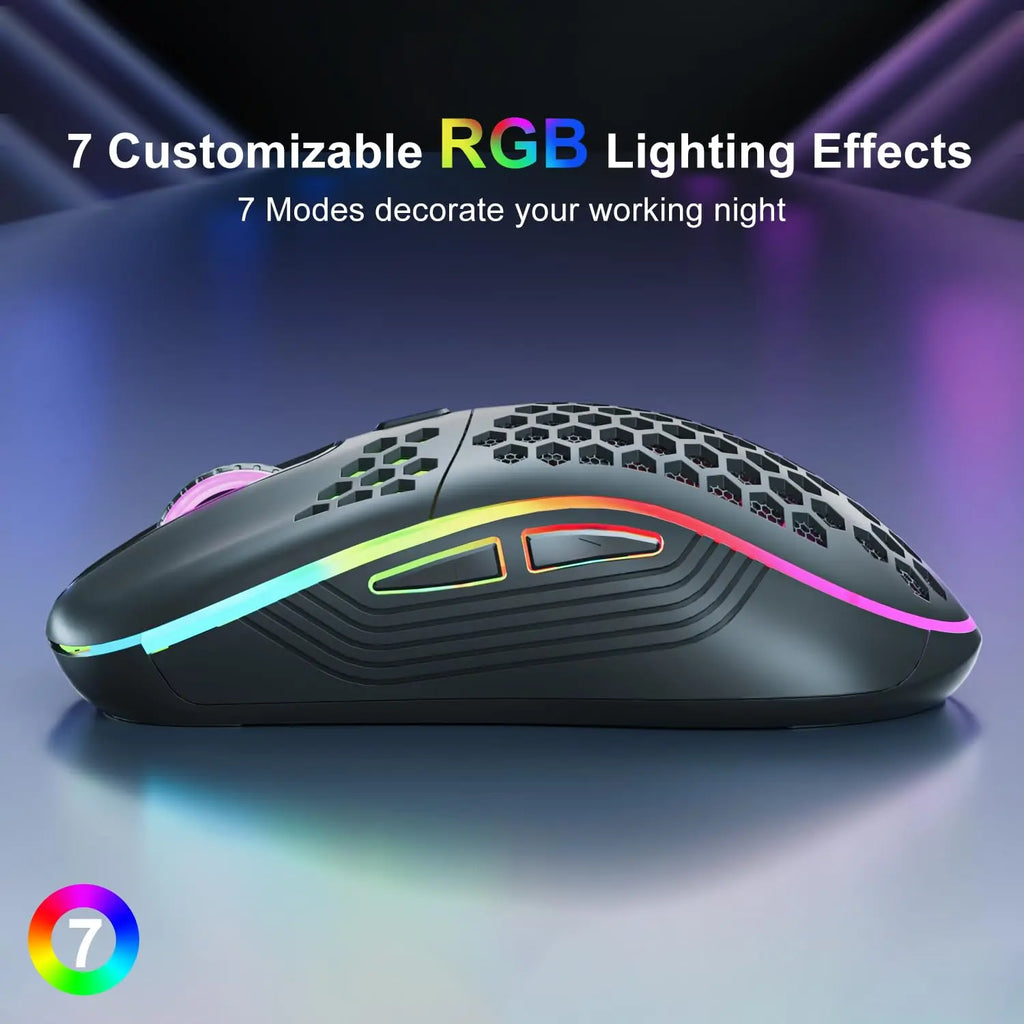 Rechargeable Wireless RGB Mouse with Adjustable DPI