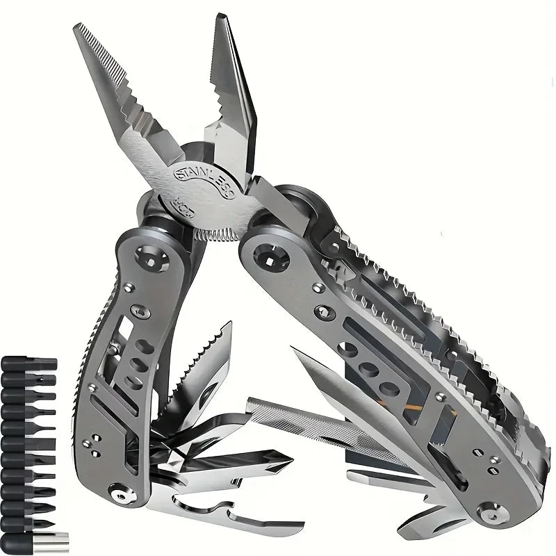 24-in-1 Multitool – Pliers, Knife & 11 Bits for Camping, Backpacking & Survival