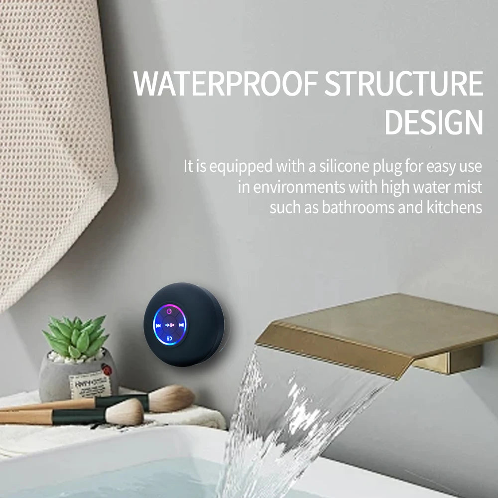 Portable Wireless Bluetooth Speaker – LED Lights & Suction Cup Mount