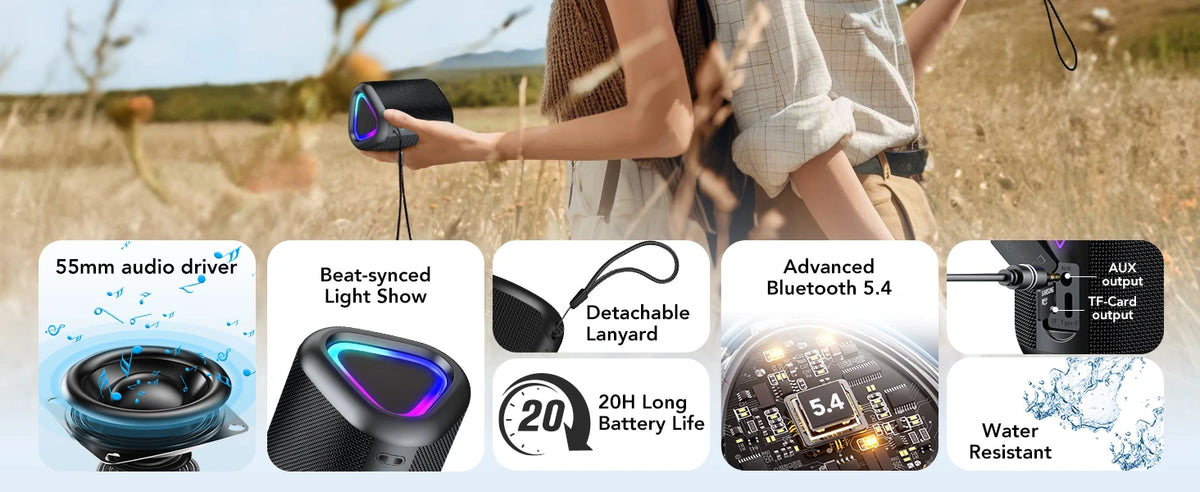 IPX7 Waterproof Portable Bluetooth Speaker – 24-Hour Playtime