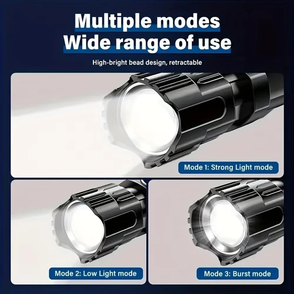 Tactical Zoom Flashlight | 2000LM USB Rechargeable Portable Emergency Light