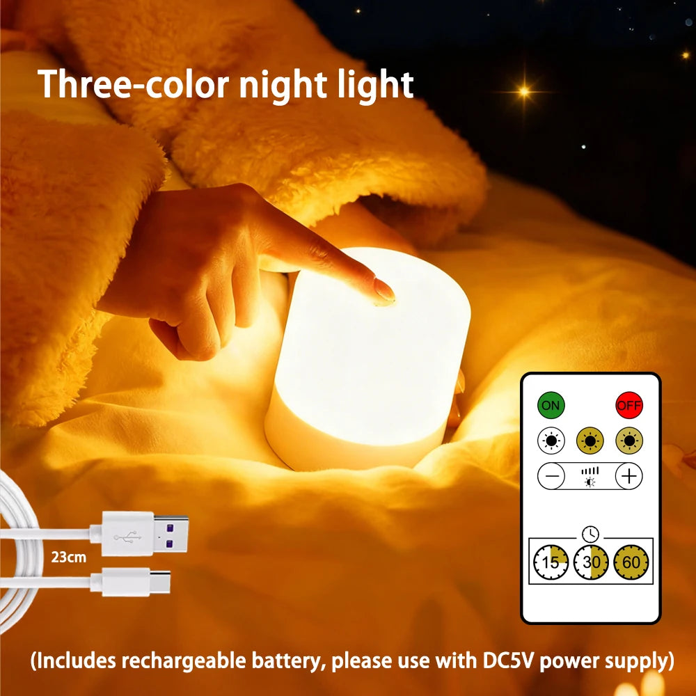 RGB Touchscreen Dimmable Night Light | Rechargeable Bedside Desk Lamp