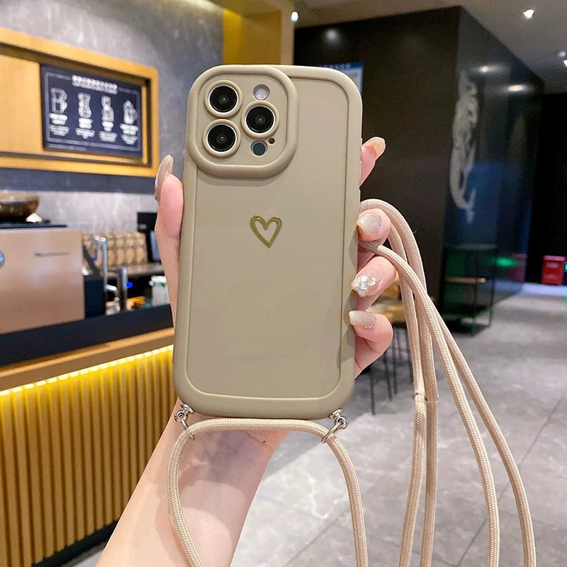 Crossbody Lanyard Silicone iPhone Case – Fits iPhone 11 to 17