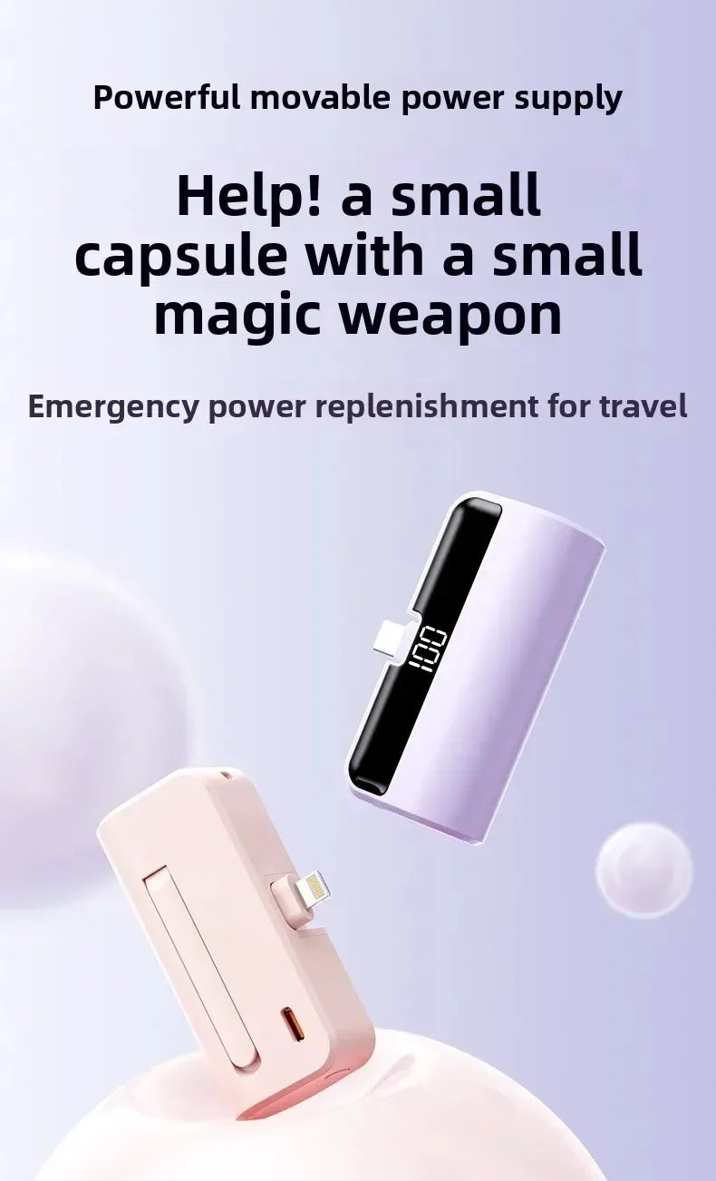 Mini Portable Power Bank with Digital Display & Phone Stand – Compact Charger