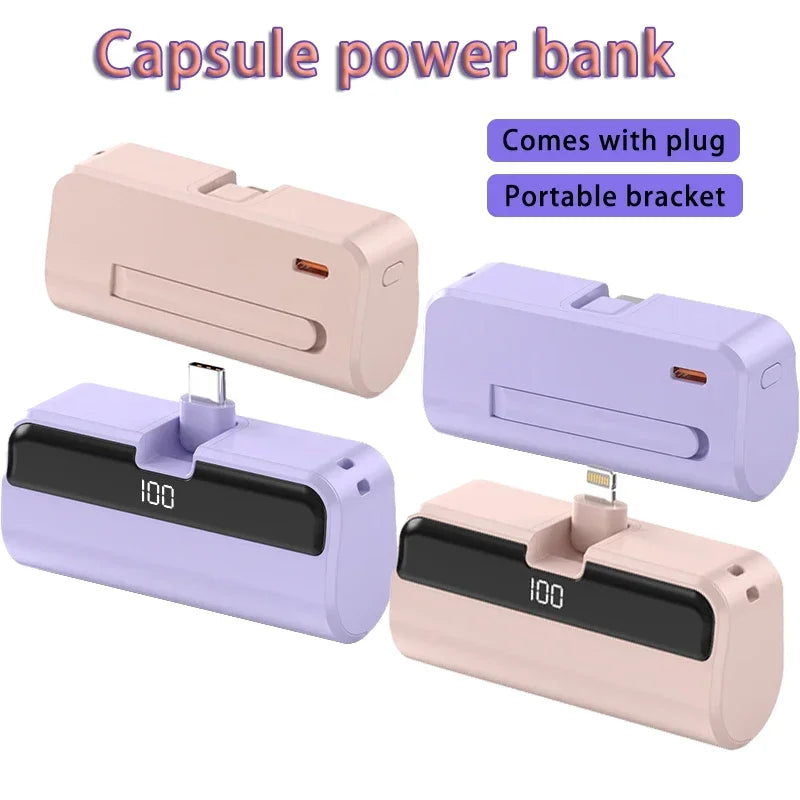 Mini Portable Power Bank with Digital Display & Phone Stand – Compact Charger