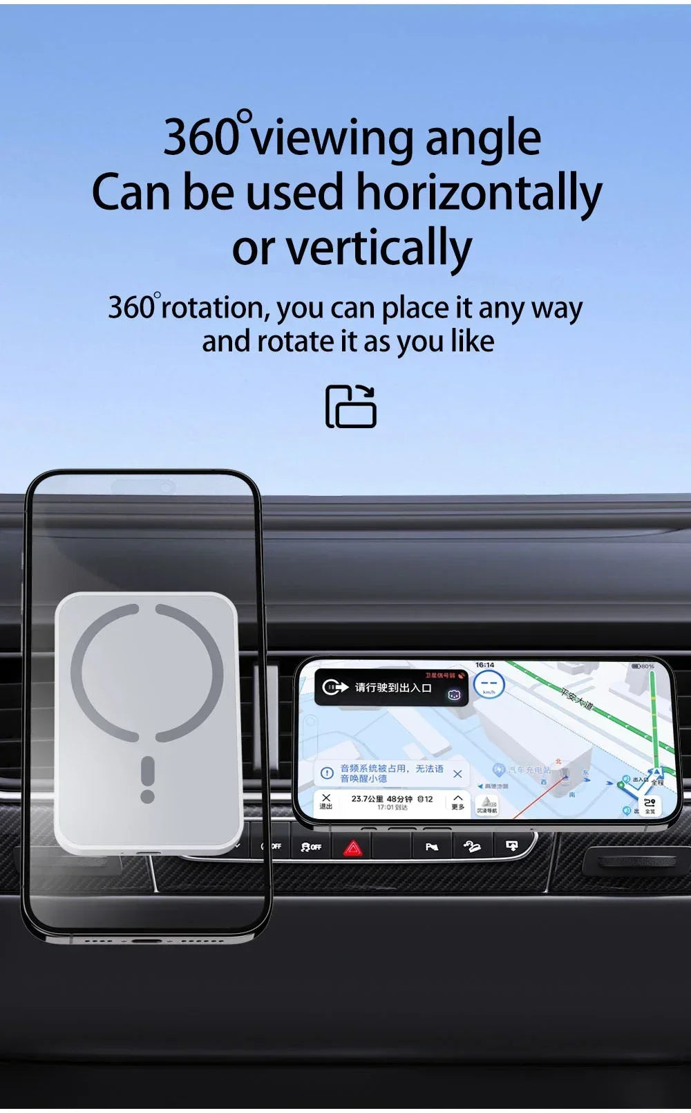 Magnetic Wireless Car Charger Mount – MagSafe Compatible, Air Vent Clip