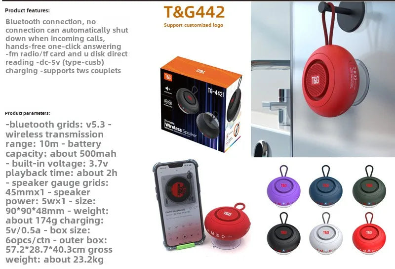 TG442 Bluetooth Subwoofer Speaker – Wireless Bass Sound for Home & Bathroom