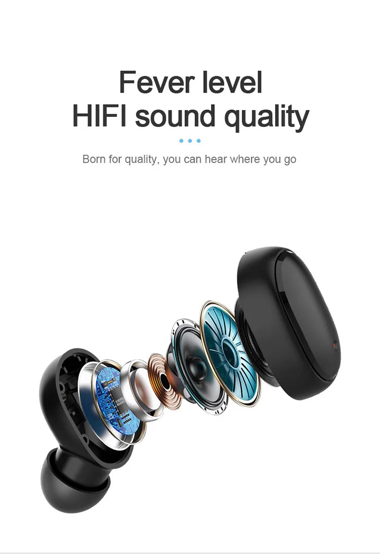 TWS Wireless Earbuds with Charging Case – Bluetooth, Bass Sound