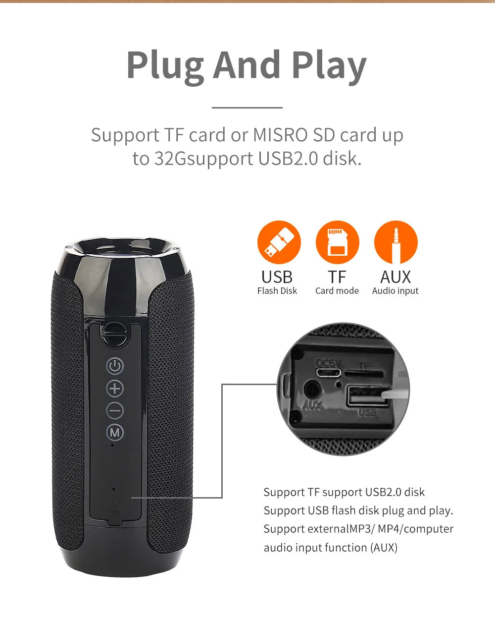 Waterproof Outdoor Bluetooth Speaker – TF Card & FM Radio Included