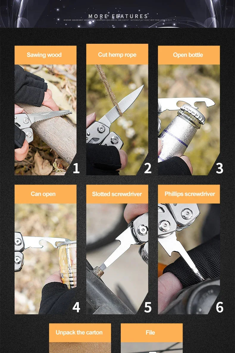 Folding Multi-Tool Pliers – Stainless Steel Portable Combination Tool for Camping & Survival