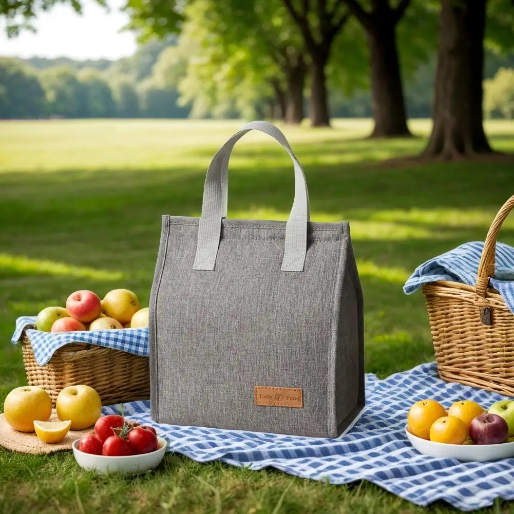 Lunch Bag Thermal Insulation Lunch Box Storage Handbag Solid Color Multifunctional Kid School Lunch Bags Picnic Food Pouch New
