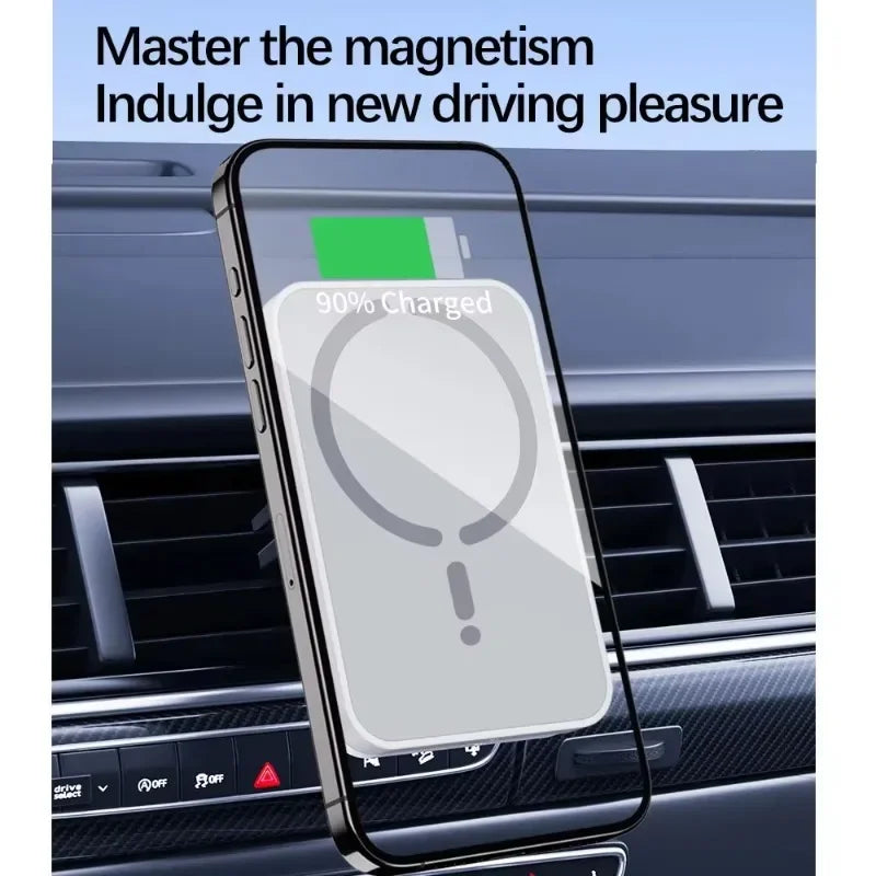 Magnetic Wireless Car Charger Mount – MagSafe Compatible, Air Vent Clip