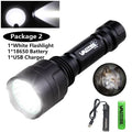 Tactical Hunting Flashlight Set – Green, Red & White LED, USB Rechargeable