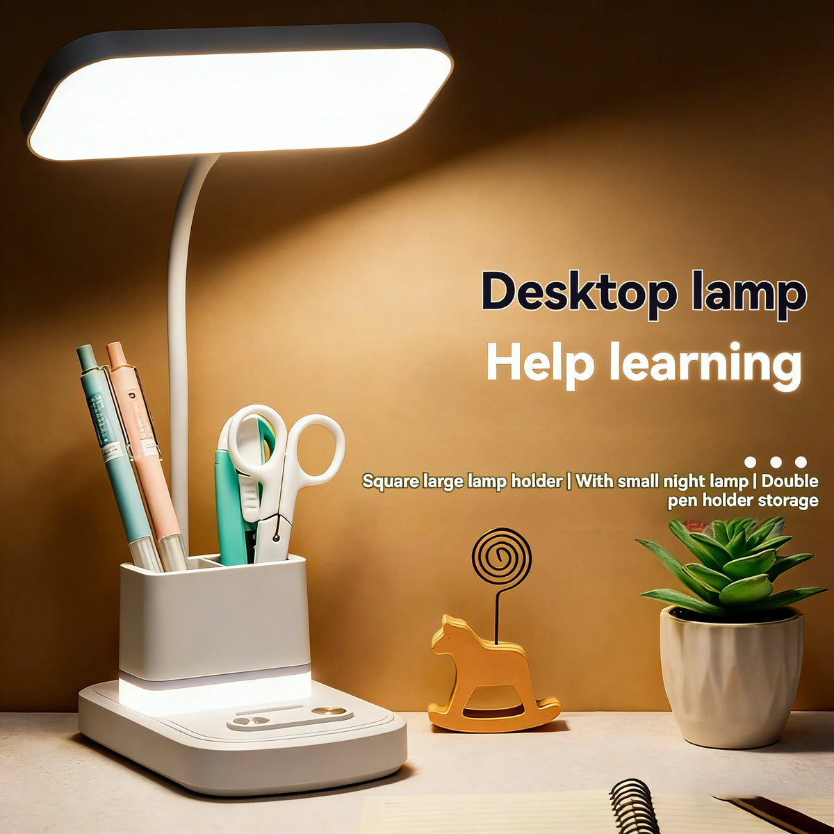 LED Desk Lamp – 3 Color Temperatures, Dimmable & USB Charging