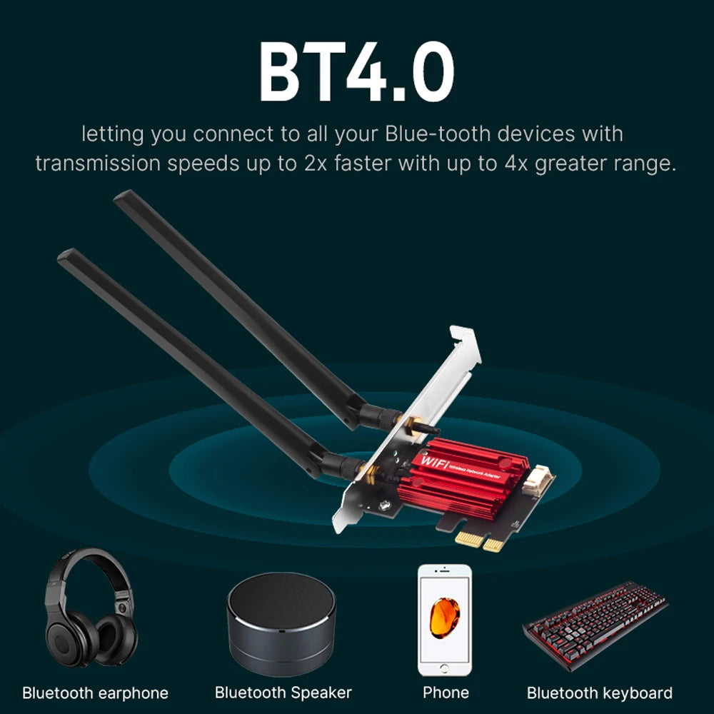 FENVI AC1200 WiFi 5 PCIe Adapter with Bluetooth 4.0