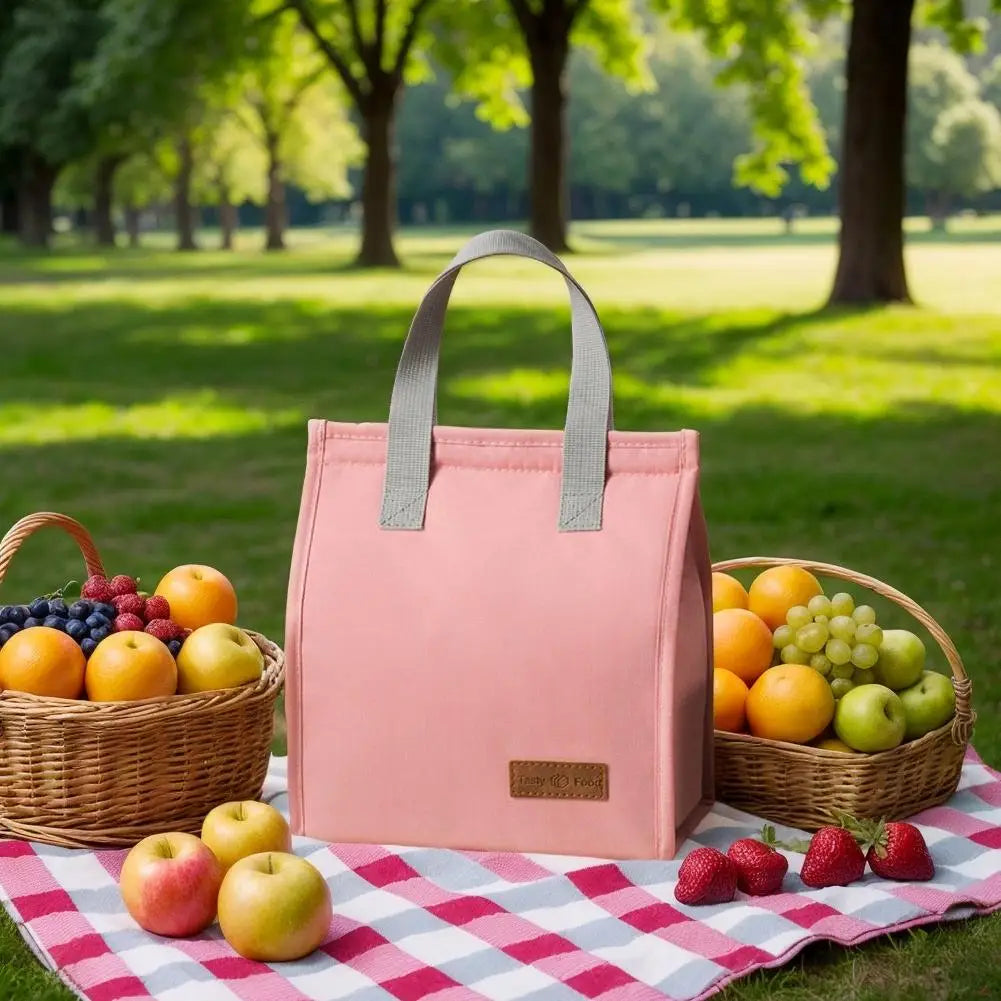 Lunch Bag Thermal Insulation Lunch Box Storage Handbag Solid Color Multifunctional Kid School Lunch Bags Picnic Food Pouch New
