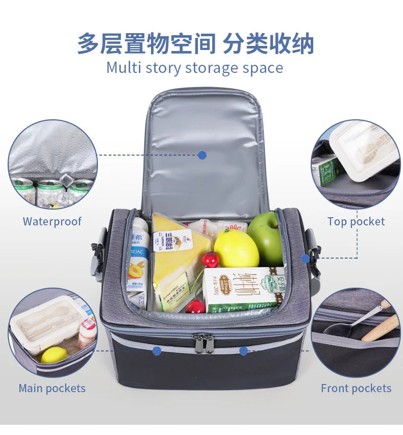Lunch Box for Men Outdoor Heavy Duty Lunch Bags Work Leakproof Insulated Durable Thermal Cooler Bag Meal Camping Picnic