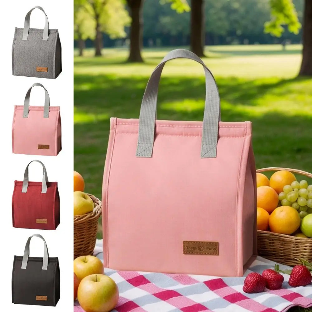 Lunch Bag Thermal Insulation Lunch Box Storage Handbag Solid Color Multifunctional Kid School Lunch Bags Picnic Food Pouch New