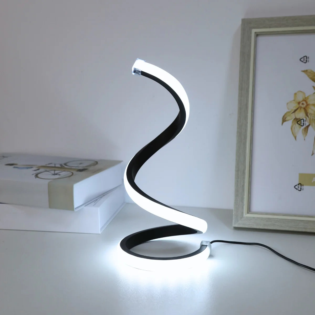 LED Spiral Desk Lamp – 3 Color Dimming, USB Powered