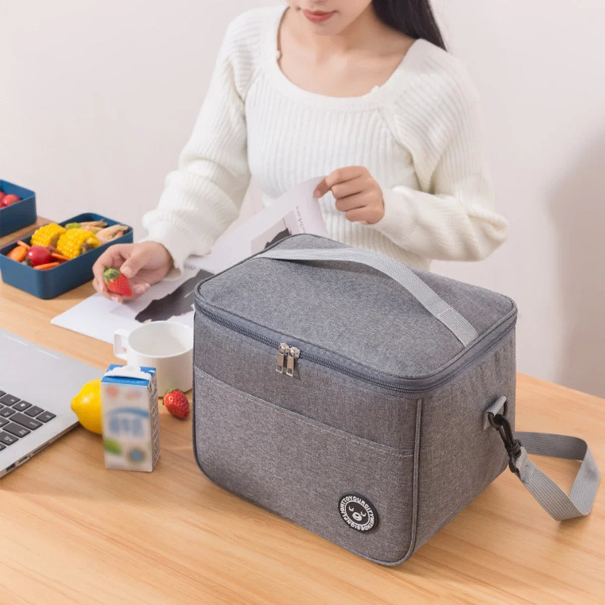 Large Insulated Lunch Bag with Shoulder Strap