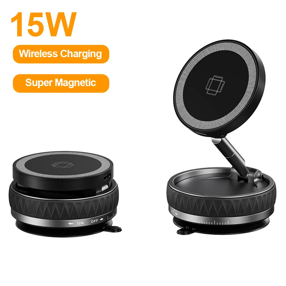 15W RGB Wireless Car Charger – Suction Cup Windshield & Dashboard Mount