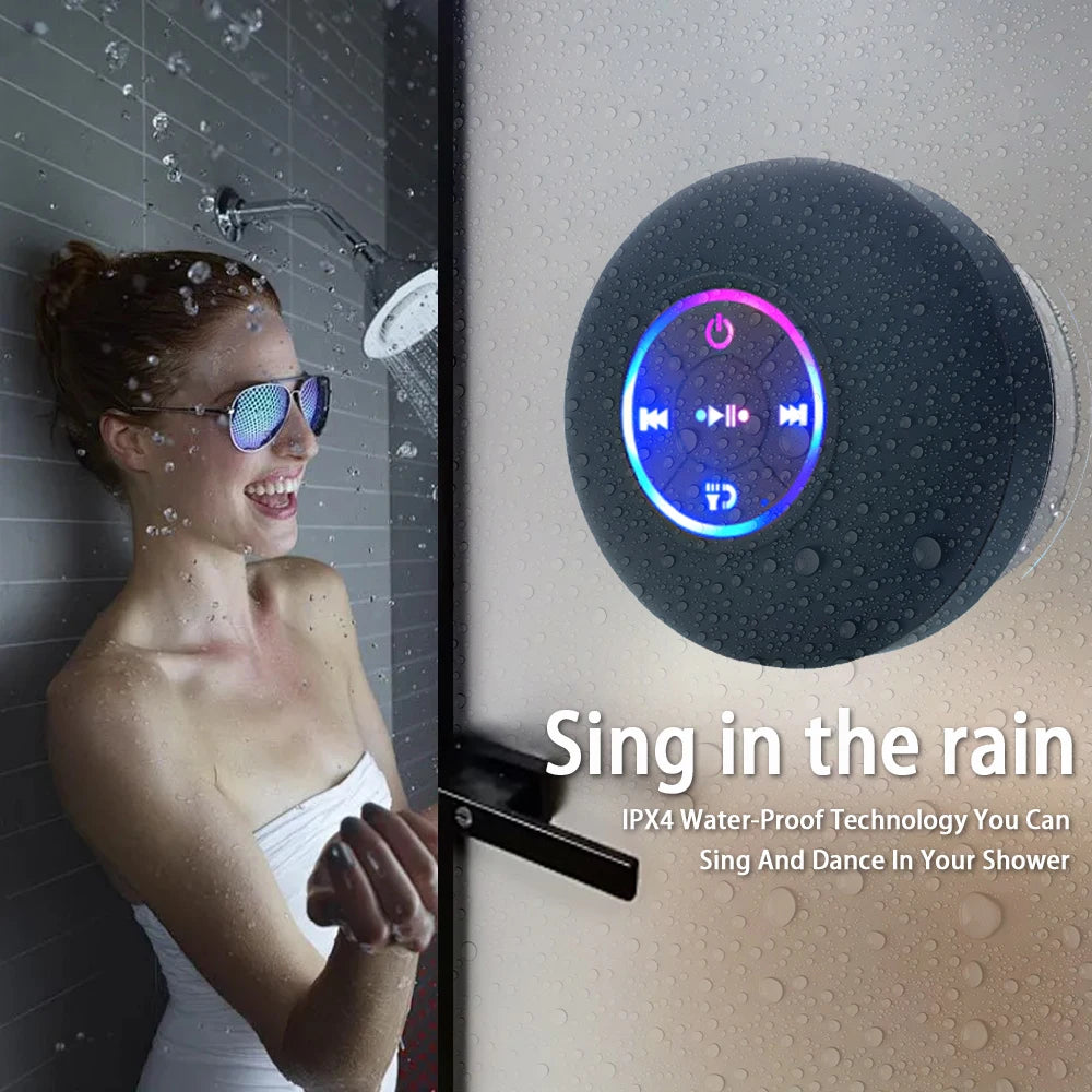 Portable Wireless Bluetooth Speaker – LED Lights & Suction Cup Mount