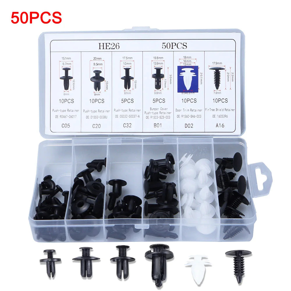 Mixed Automotive Push-Type Fastener Clip Kit