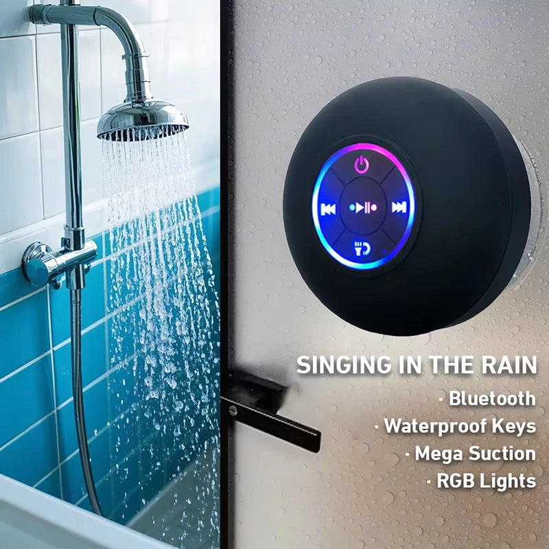Portable Wireless Bluetooth Speaker – LED Lights & Suction Cup Mount