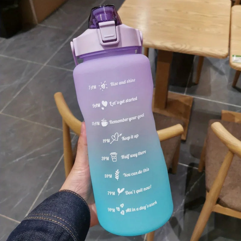2 Liter Water Bottle Stay Hydrated Motivated Leak proof Plastic Sport Bottle Reminder Times Sports Outdoor Fitness Office Indoor