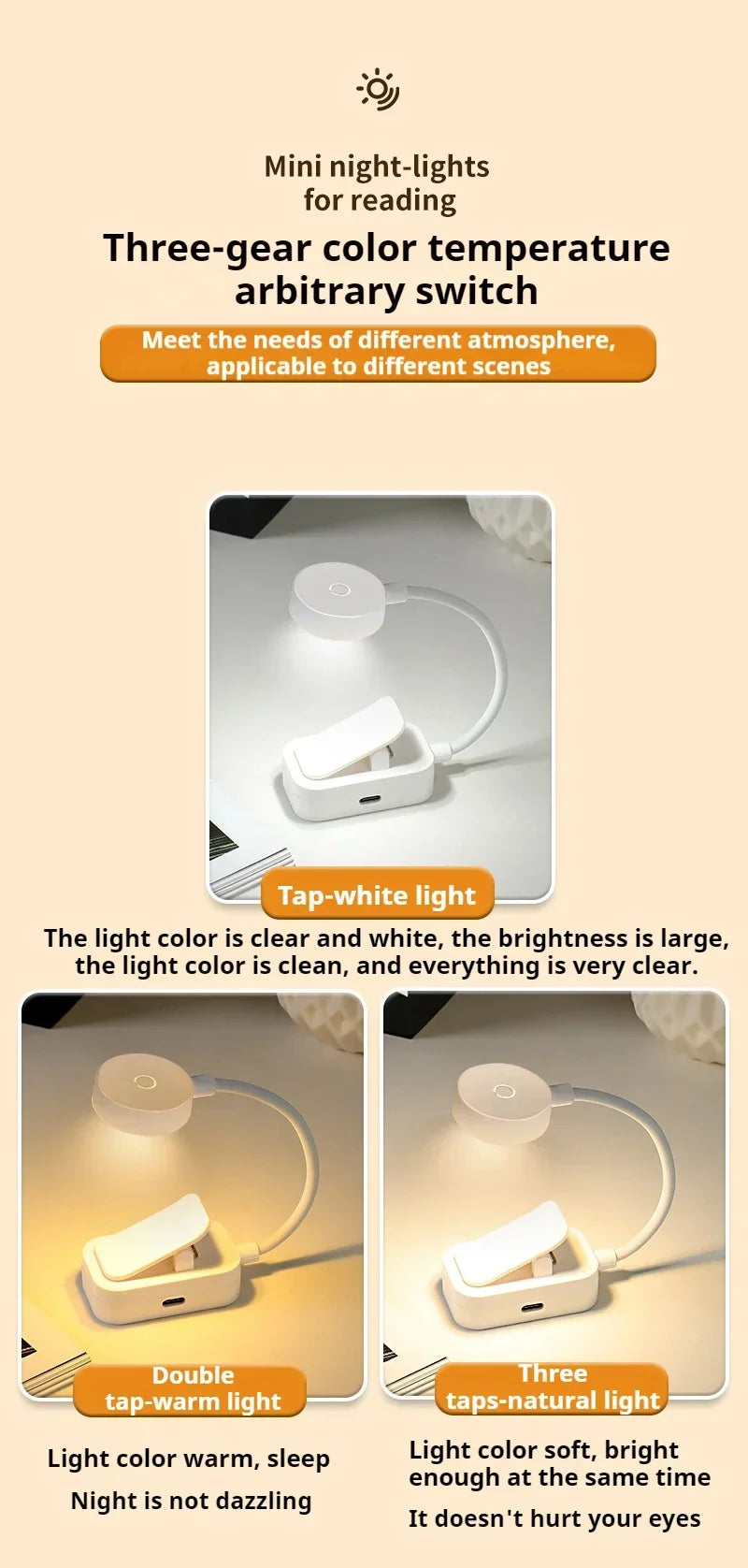 Clip-On LED Desk Lamp – Gooseneck, Memory Function, 3 Modes, Eye Protection
