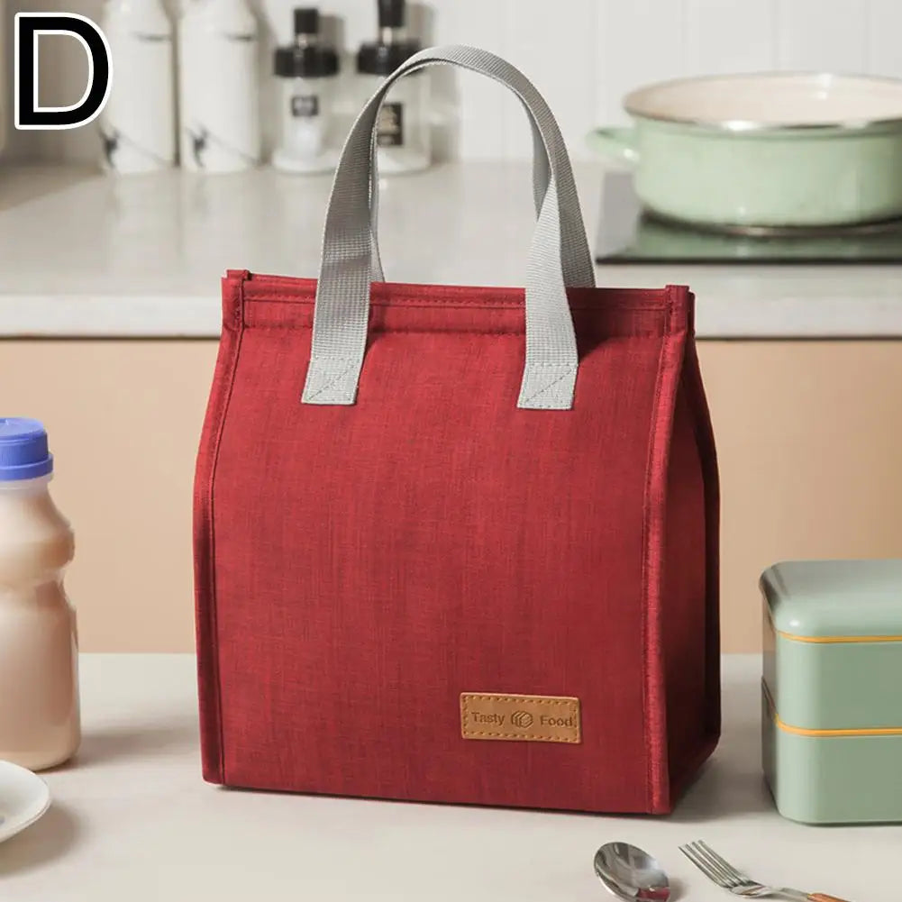 Lunch Bag Thermal Insulation Lunch Box Storage Handbag Solid Color Multifunctional Kid School Lunch Bags Picnic Food Pouch New