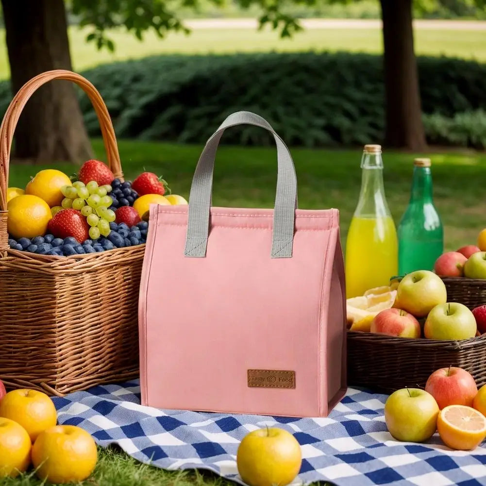 Lunch Bag Thermal Insulation Lunch Box Storage Handbag Solid Color Multifunctional Kid School Lunch Bags Picnic Food Pouch New