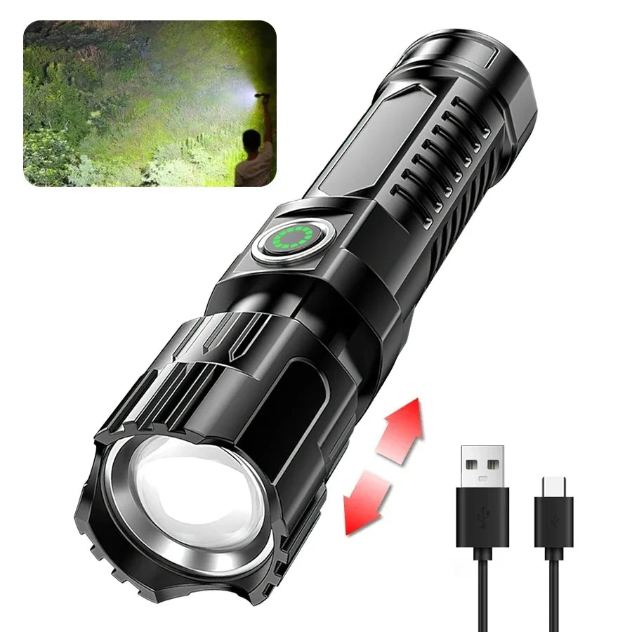 Tactical Zoom Flashlight | 2000LM USB Rechargeable Portable Emergency Light