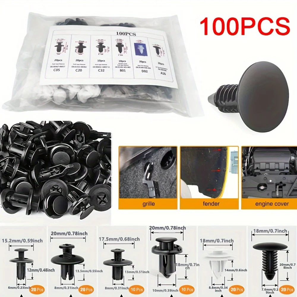 Mixed Automotive Push-Type Fastener Clip Kit