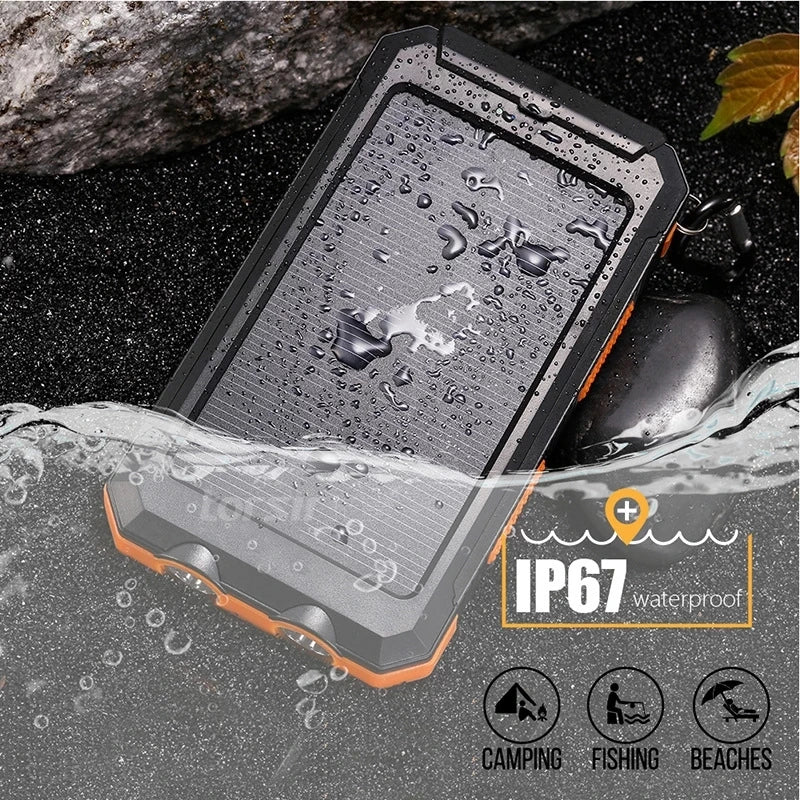 Solar Power Bank 80000mAh – Portable External Battery with LED Light