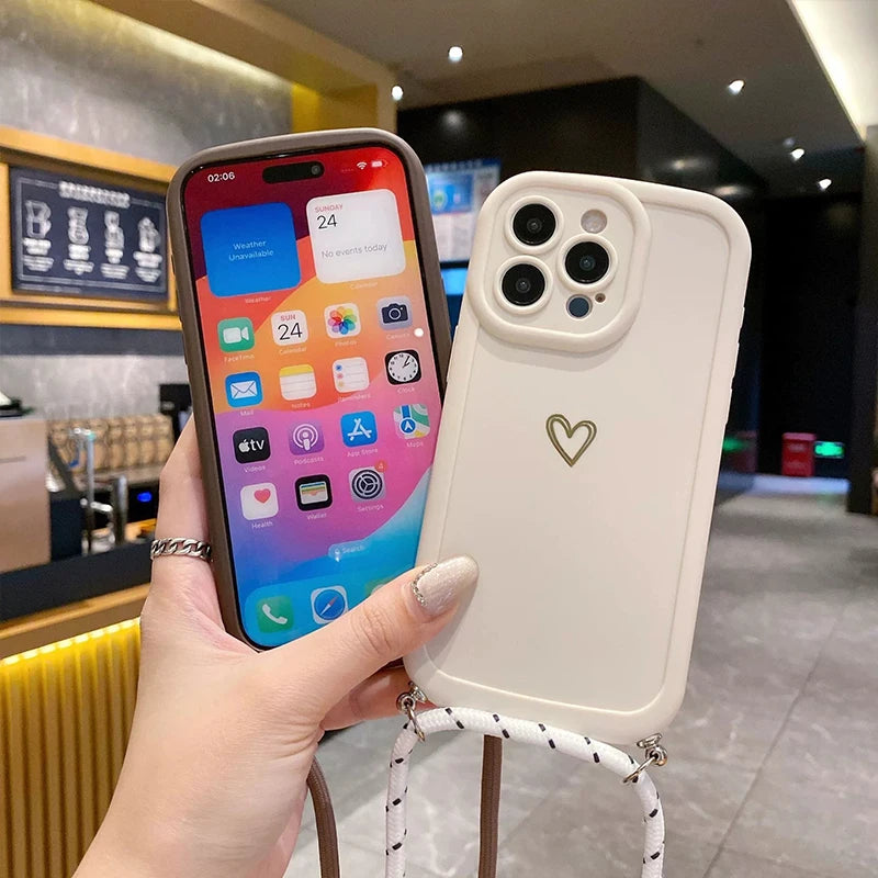 Crossbody Lanyard Silicone iPhone Case – Fits iPhone 11 to 17