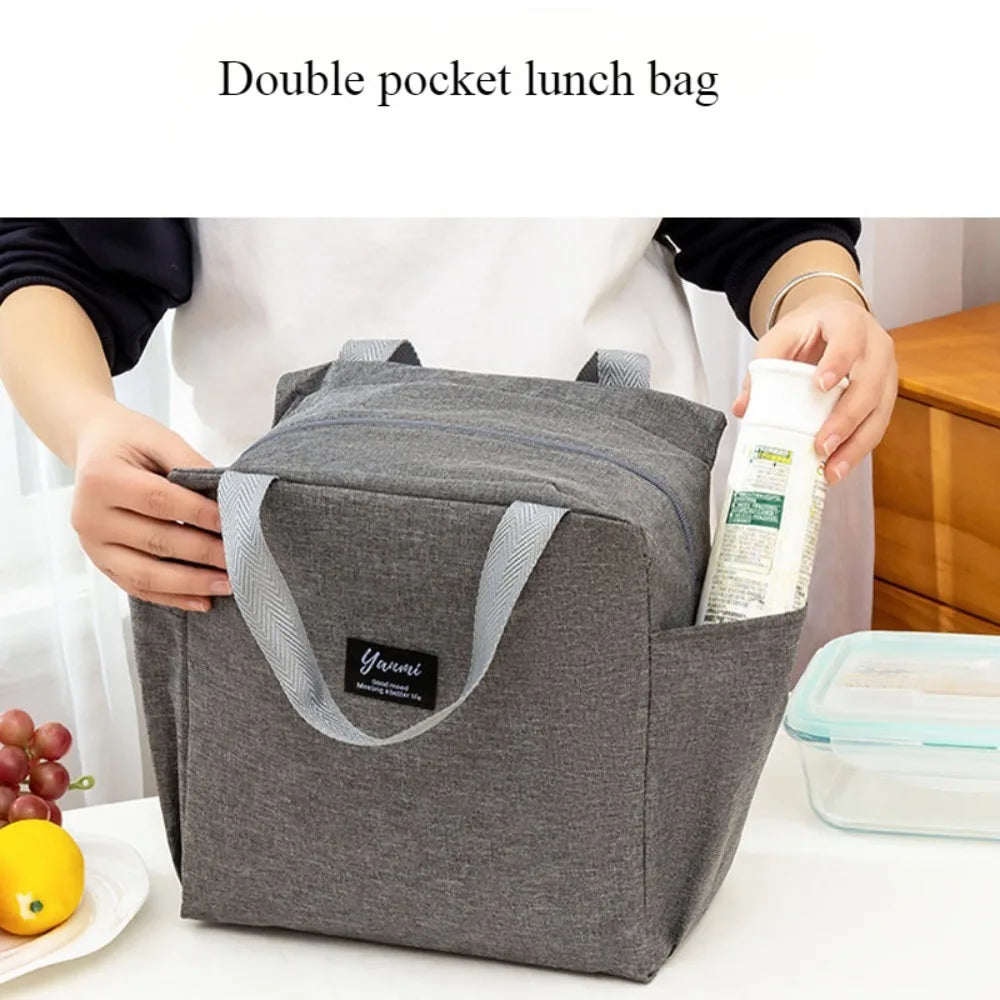 Double-Pocket Insulated Lunch Bag with Shoulder Carry