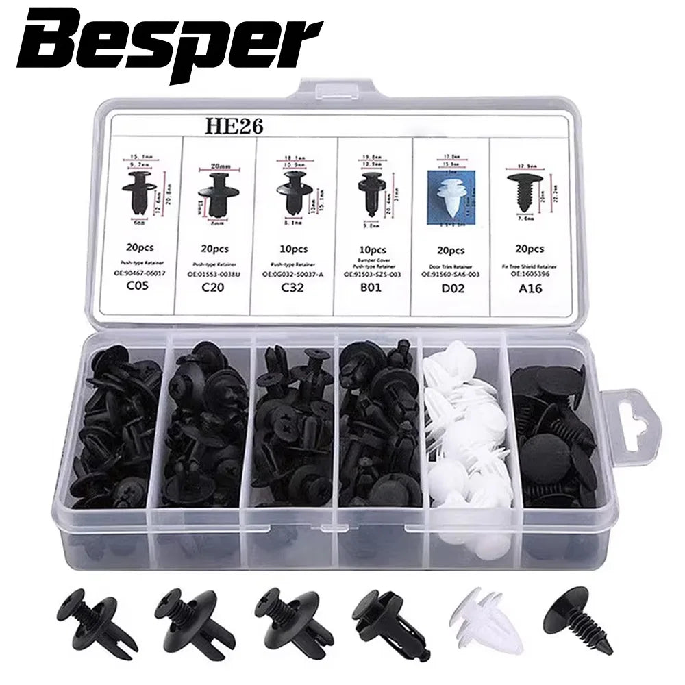Mixed Automotive Push-Type Fastener Clip Kit